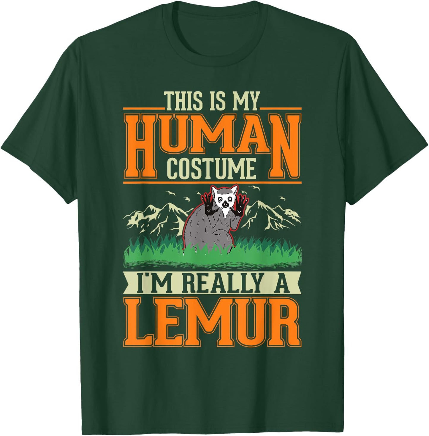 Lemur Human Costume Halloween Lemur T-Shirt - T-Shirt | Forest