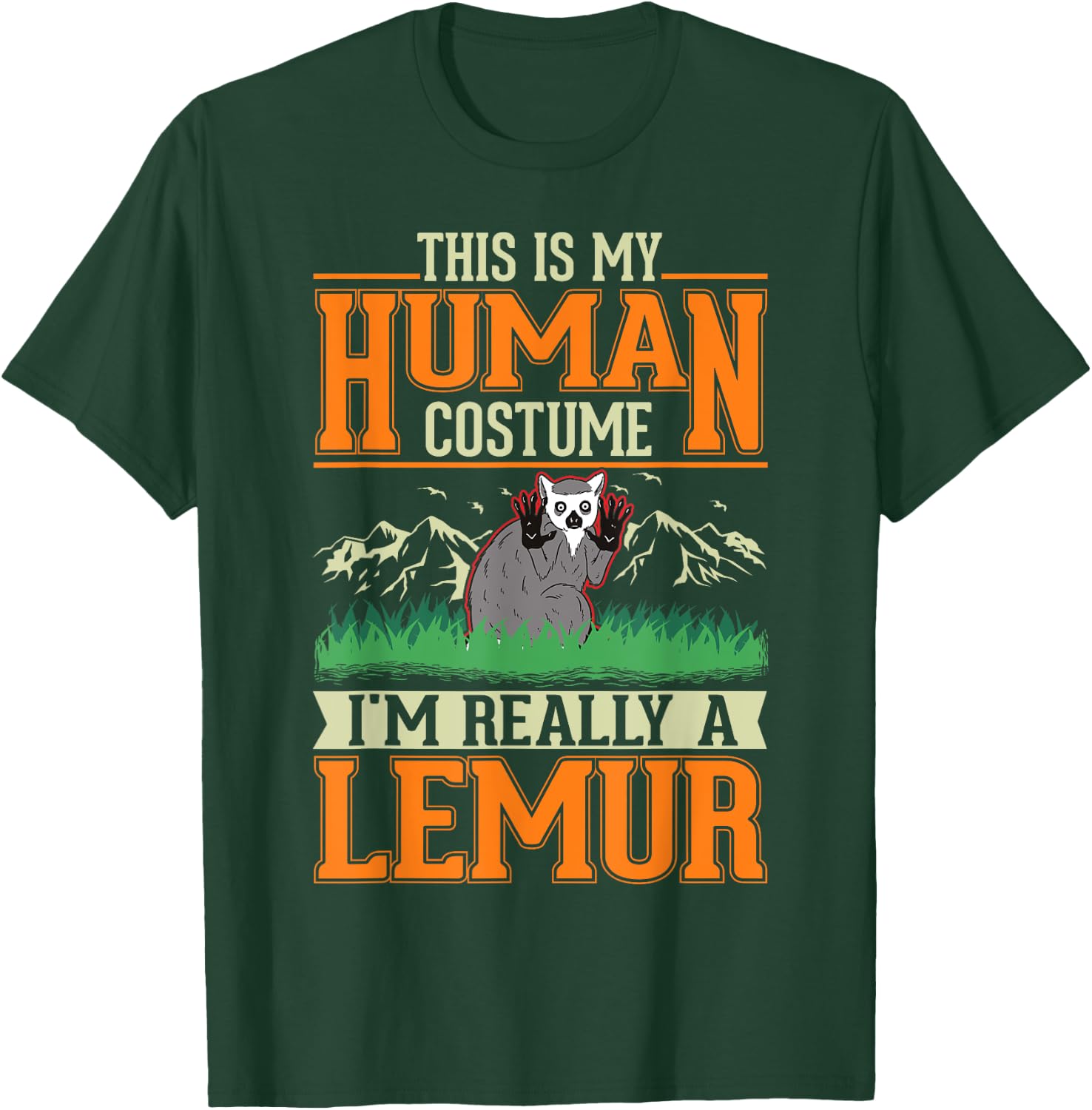 Lemur Human Costume Halloween Lemur T-Shirt - T-Shirt | Forest