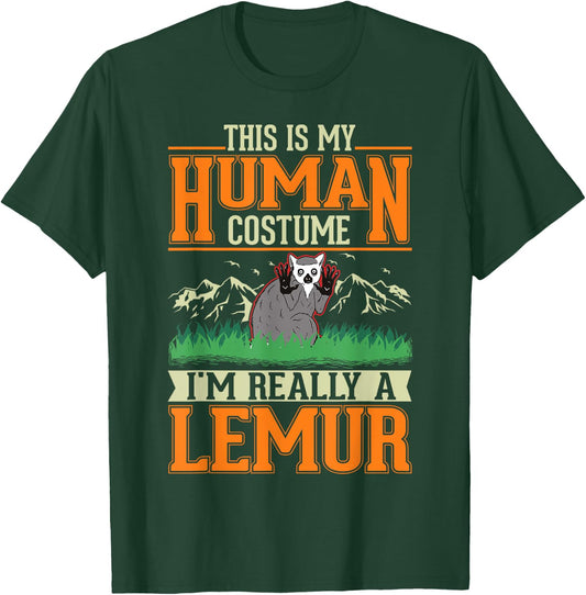 Lemur Human Costume Halloween Lemur T-Shirt - T-Shirt | Forest