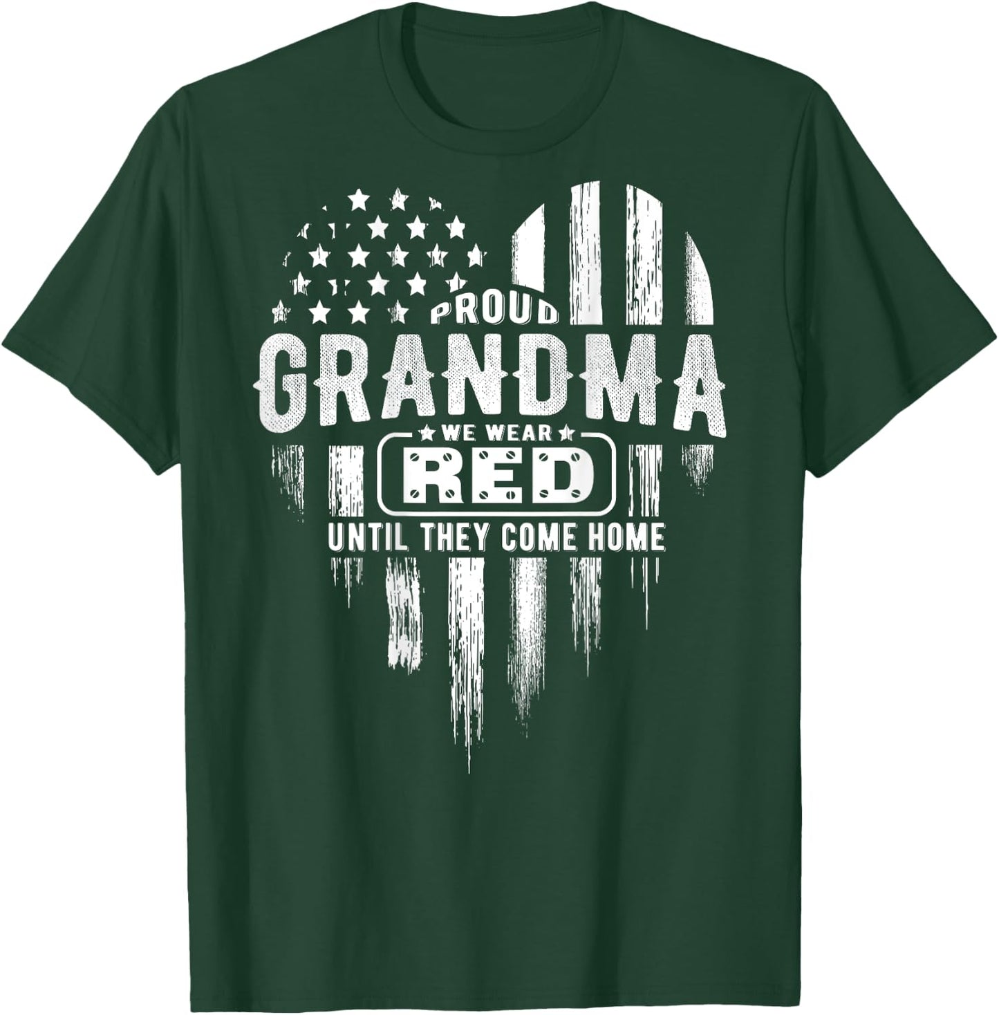 Proud Grandma Red Friday American Flag Heart (on back) Women Men T-Shirt - T-Shirt | Forest