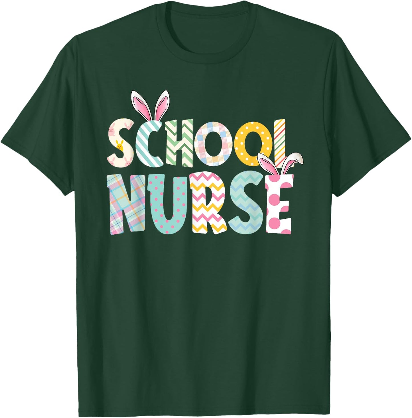 Happy Easter Day School Nurse Cute Bunny Ears Easter Eggs T-Shirt - T-Shirt | Forest