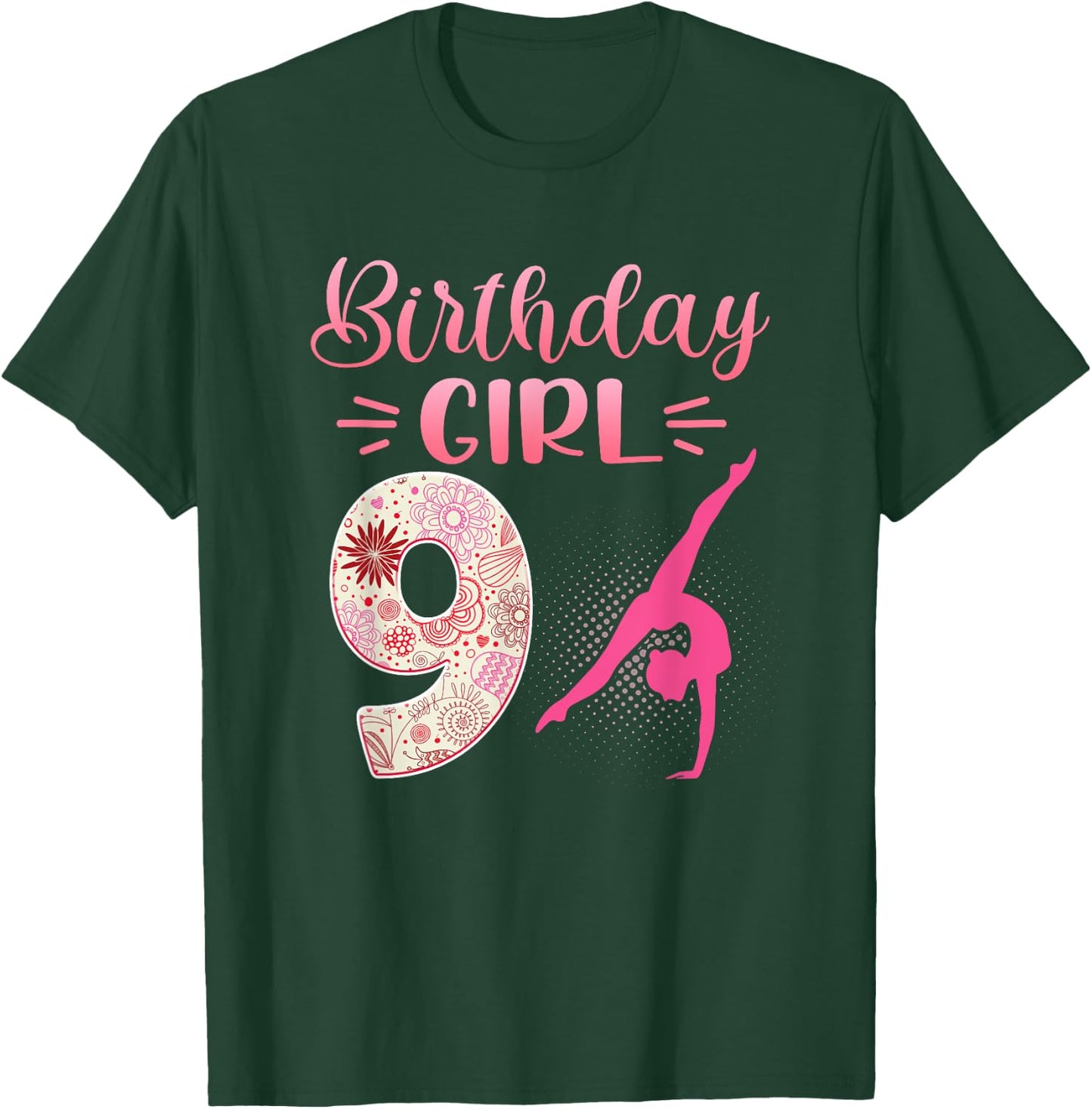 9th Birthday Girl Gymnastics Rainbow Gymnast 9 Years Old T-Shirt - T-Shirt | Forest