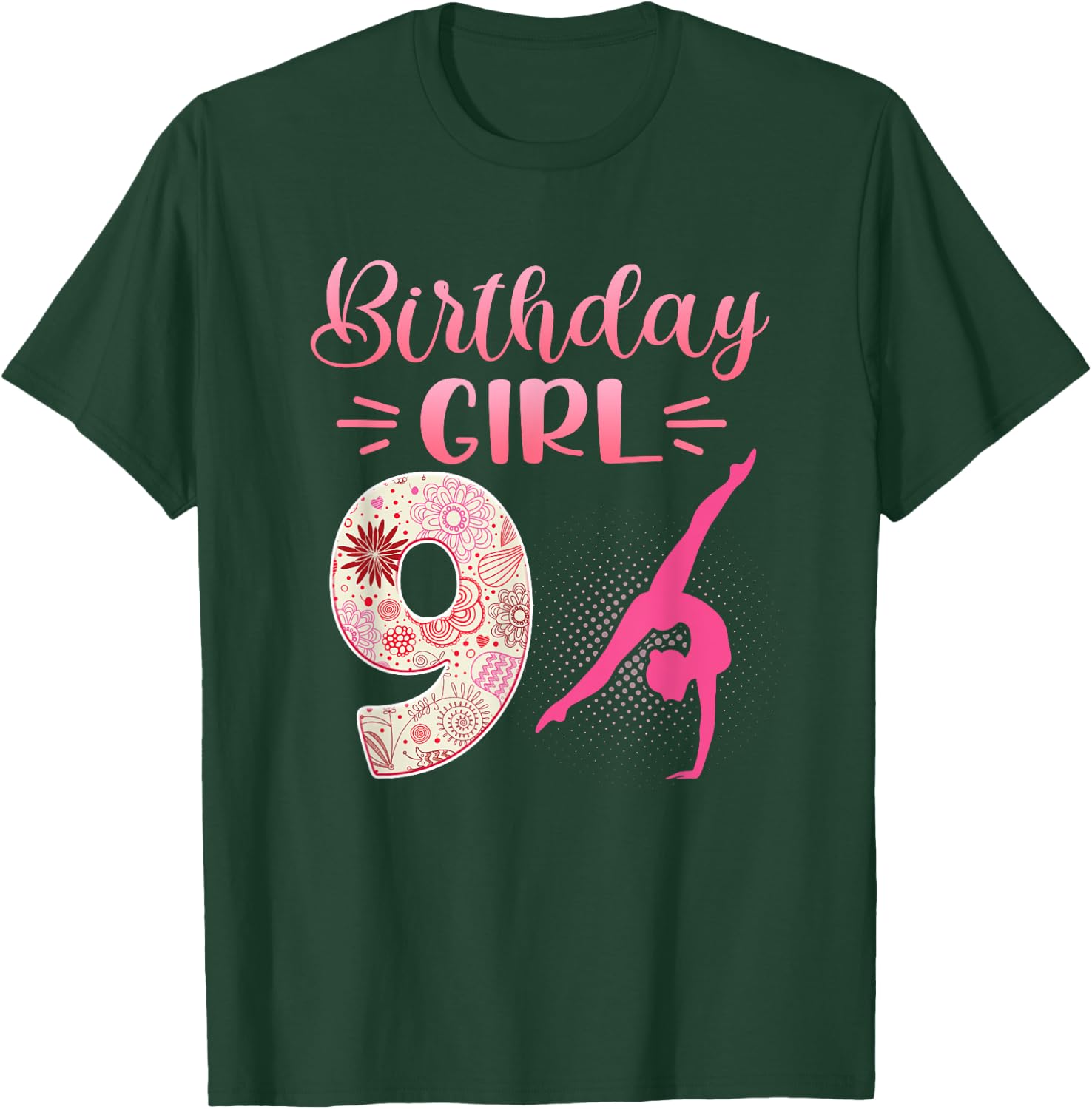 9th Birthday Girl Gymnastics Rainbow Gymnast 9 Years Old T-Shirt - T-Shirt | Forest