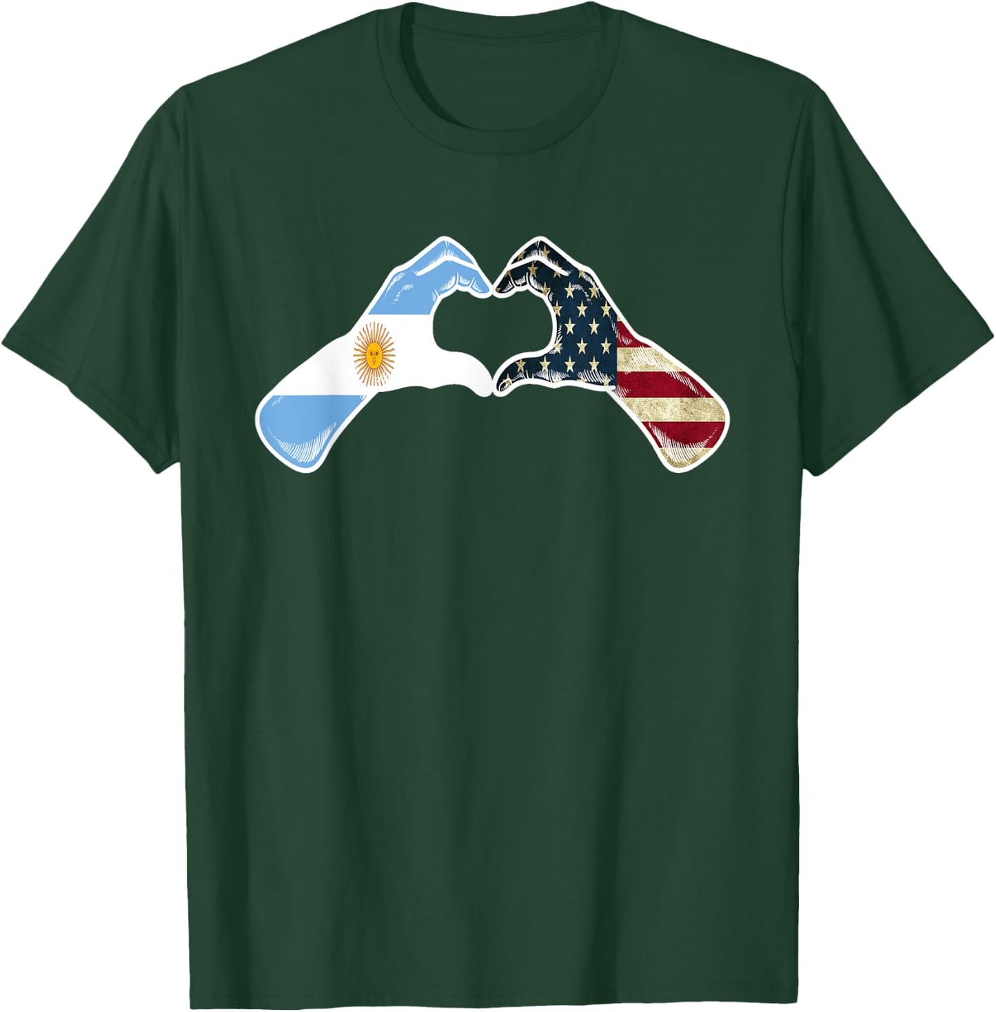 Argentine American USA Flag - USA Argentinian Heart T-Shirt - T-Shirt | Forest