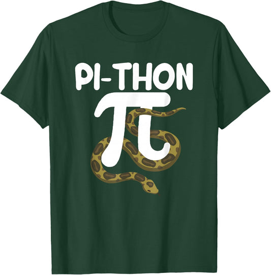 Pi-Thon Funny Pi Day Python Snake Mathematics Joke Pythons T-Shirt - T-Shirt | Forest