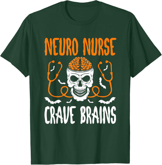 Neurosurgery Neurology Trauma ICU Halloween Neuro Nurse T-Shirt - T-Shirt | Forest