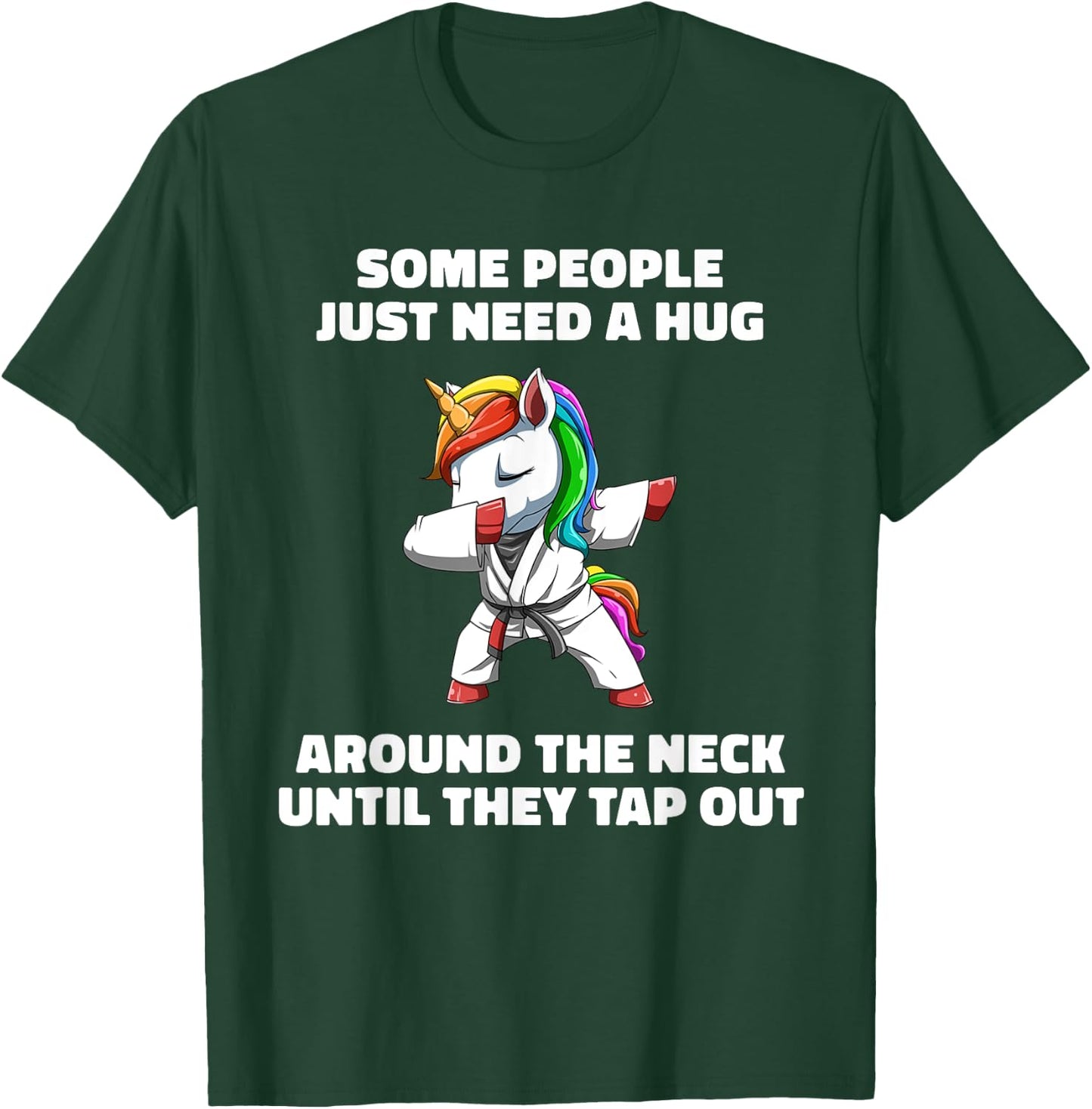 Funny Jiu Jitsu Choke Hug - Unicorn BJJ Grappling T-Shirt - T-Shirt | Forest