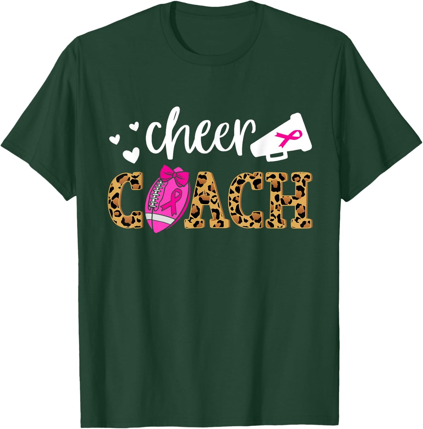 Football Cheer Coach Pink Ribbon Breast Cancer Awareness T-Shirt - T-Shirt | Forest