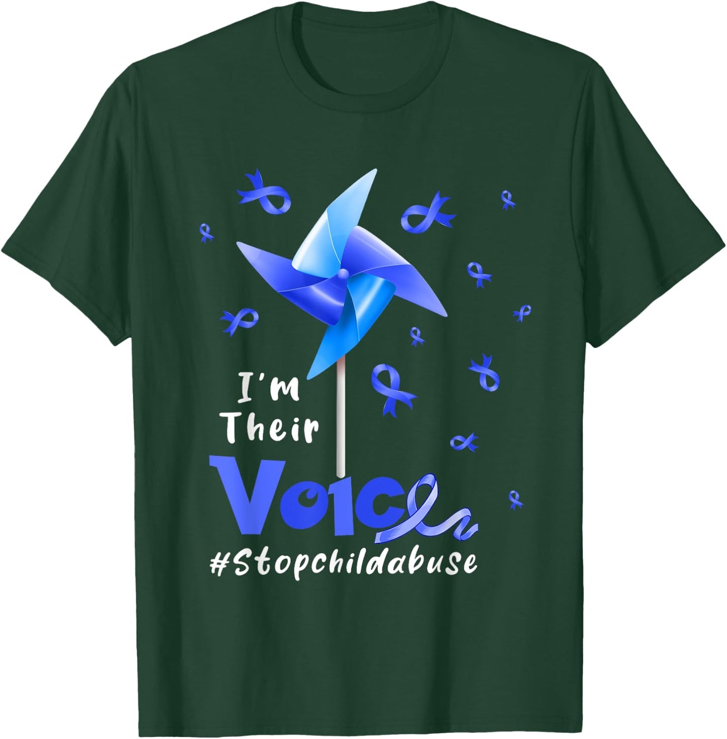 I'm Their Voice Stop Child Abuse Proud Prevention Awareness T-Shirt - T-Shirt | Forest