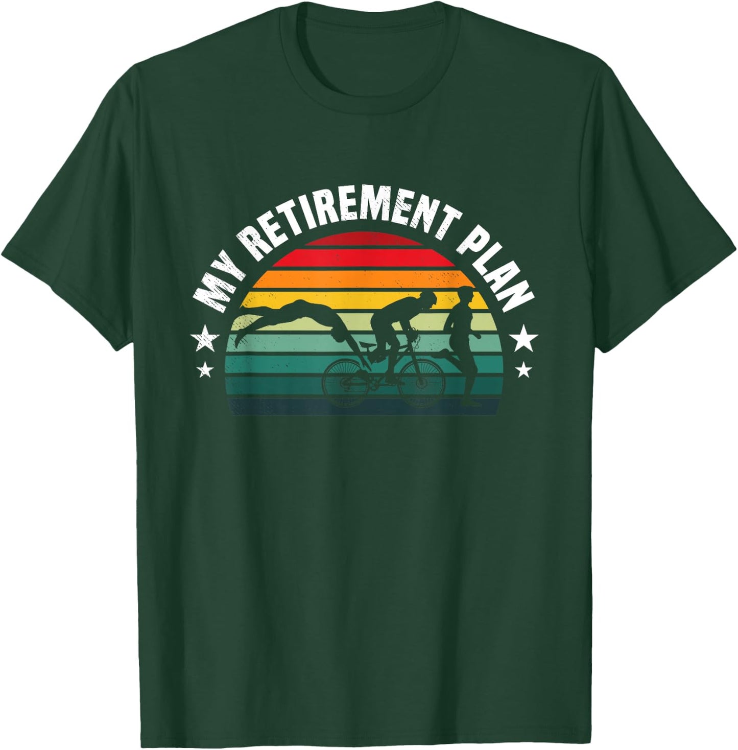 Triathlon retirement plan retro sunset art T-Shirt - T-Shirt | Forest