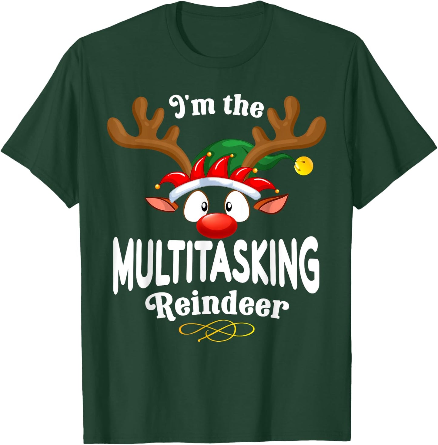 Christmas PJS Multitasking XMas Reindeer Matching T-Shirt - T-Shirt | Forest