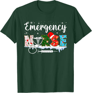 Emergency Nurse Christmas ER Nursing Practitioner Xmas Nurse T-Shirt - T-Shirt | Forest