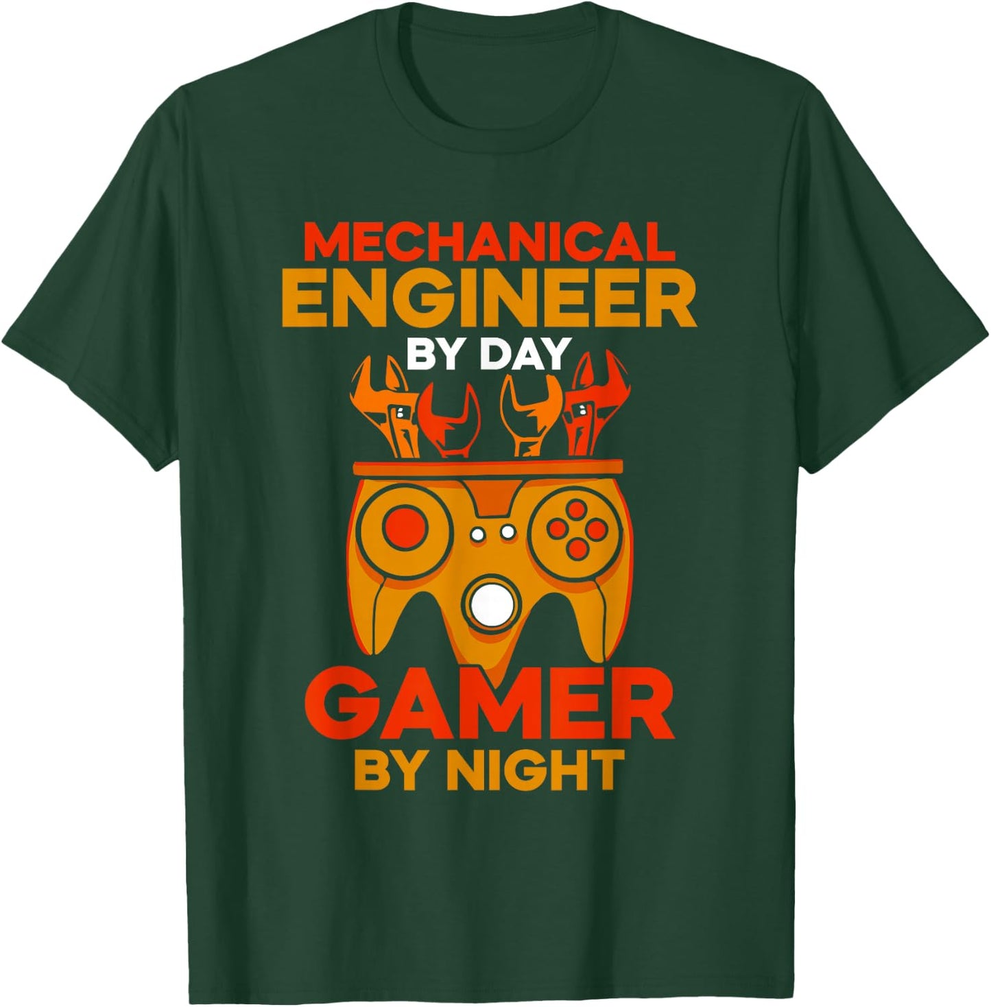 Mechanical Engineer By Day Gamer By Night Mechanical Engineering T-Shirt - T-Shirt | Forest
