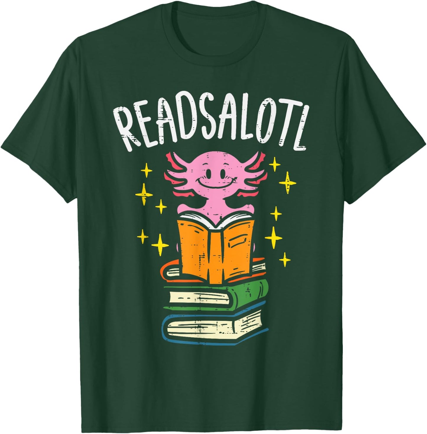 Axolotl Books Readsalotl Reading Bookworm Boys Girls Kids Small T-Shirt - T-Shirt | Forest
