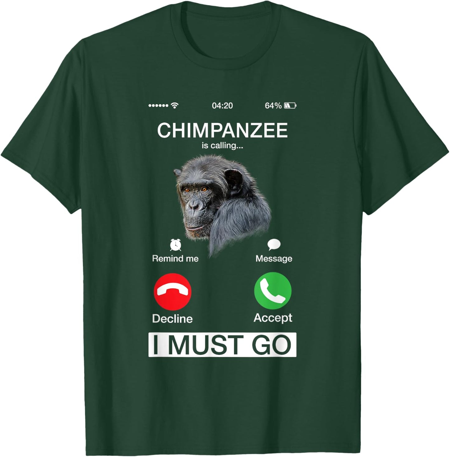Chimpanzee Is Calling Art Monkey Chimp Ape Animal Novelty T-Shirt - T-Shirt | Forest