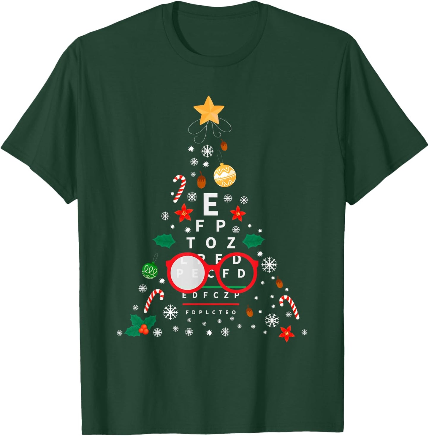 Christmas Tree Optician Optometrist | Merry Xmas New Year T-Shirt - T-Shirt | Forest