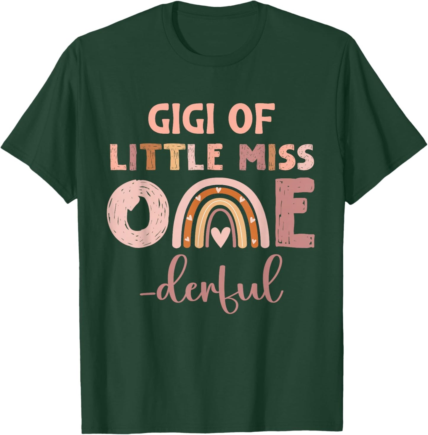 Boho Gigi of Miss Onederful 1st Birthday Girl Cute T-Shirt - T-Shirt | Forest