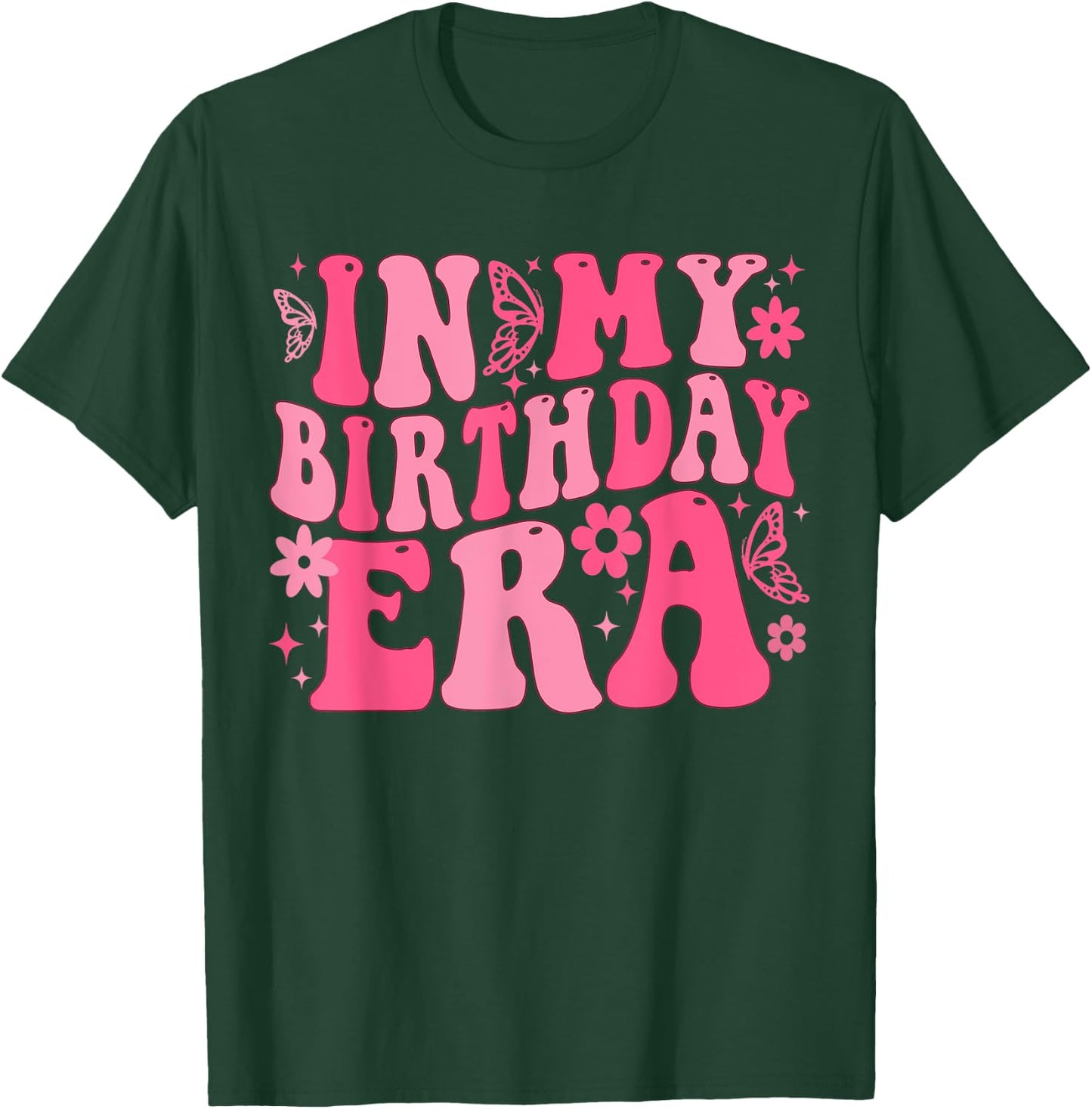 Retro Groovy In My Birthday Era Butterfly Women Teens Girls T-Shirt - T-Shirt | Forest