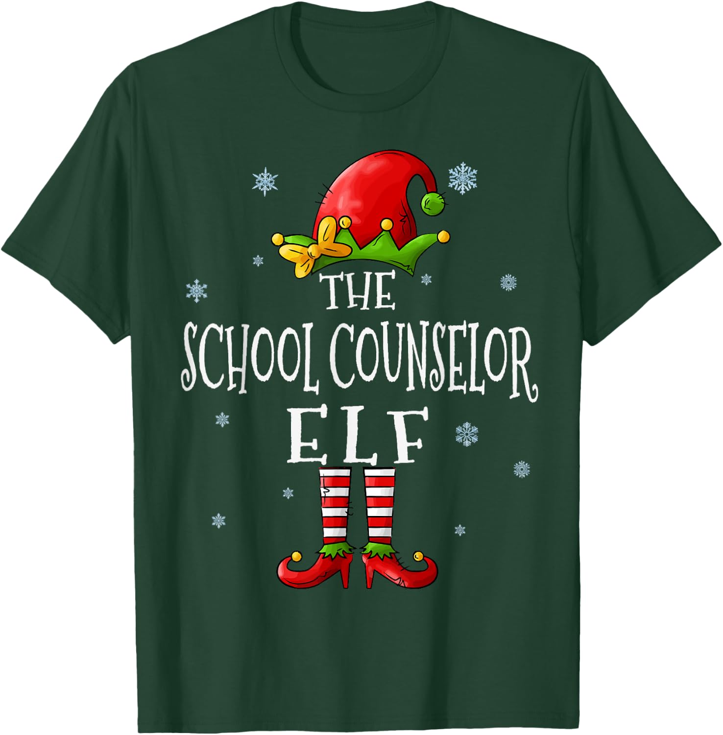 The School Counselor Elf Squad Funny Xmas Matching Christmas T-Shirt - T-Shirt | Forest