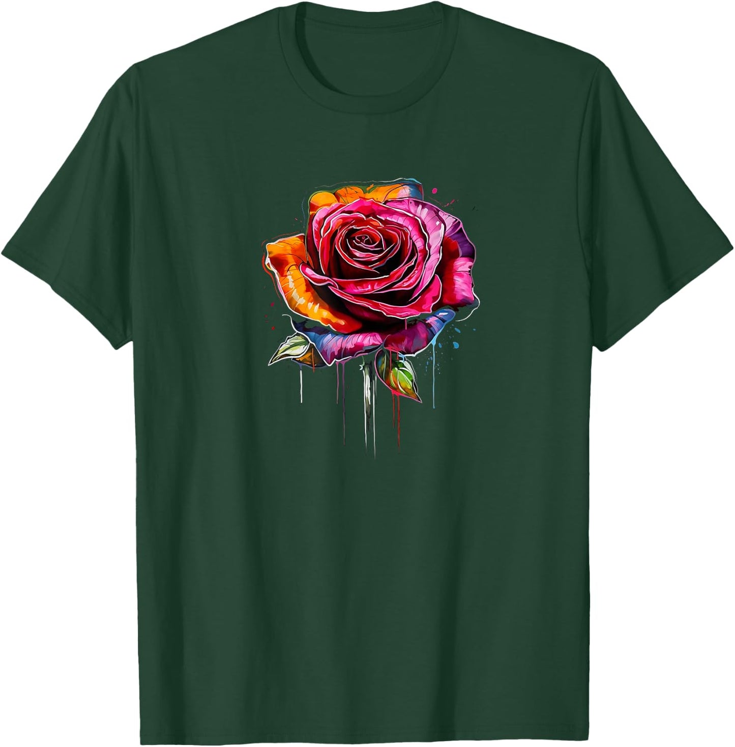 Rose, Flowers, Colors, Graffiti, Street Art, Melting, Spray T-Shirt - T-Shirt | Forest