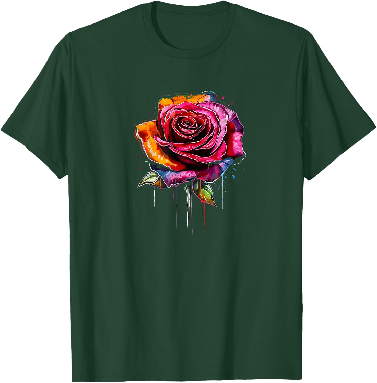 Rose, Flowers, Colors, Graffiti, Street Art, Melting, Spray T-Shirt - T-Shirt | Forest