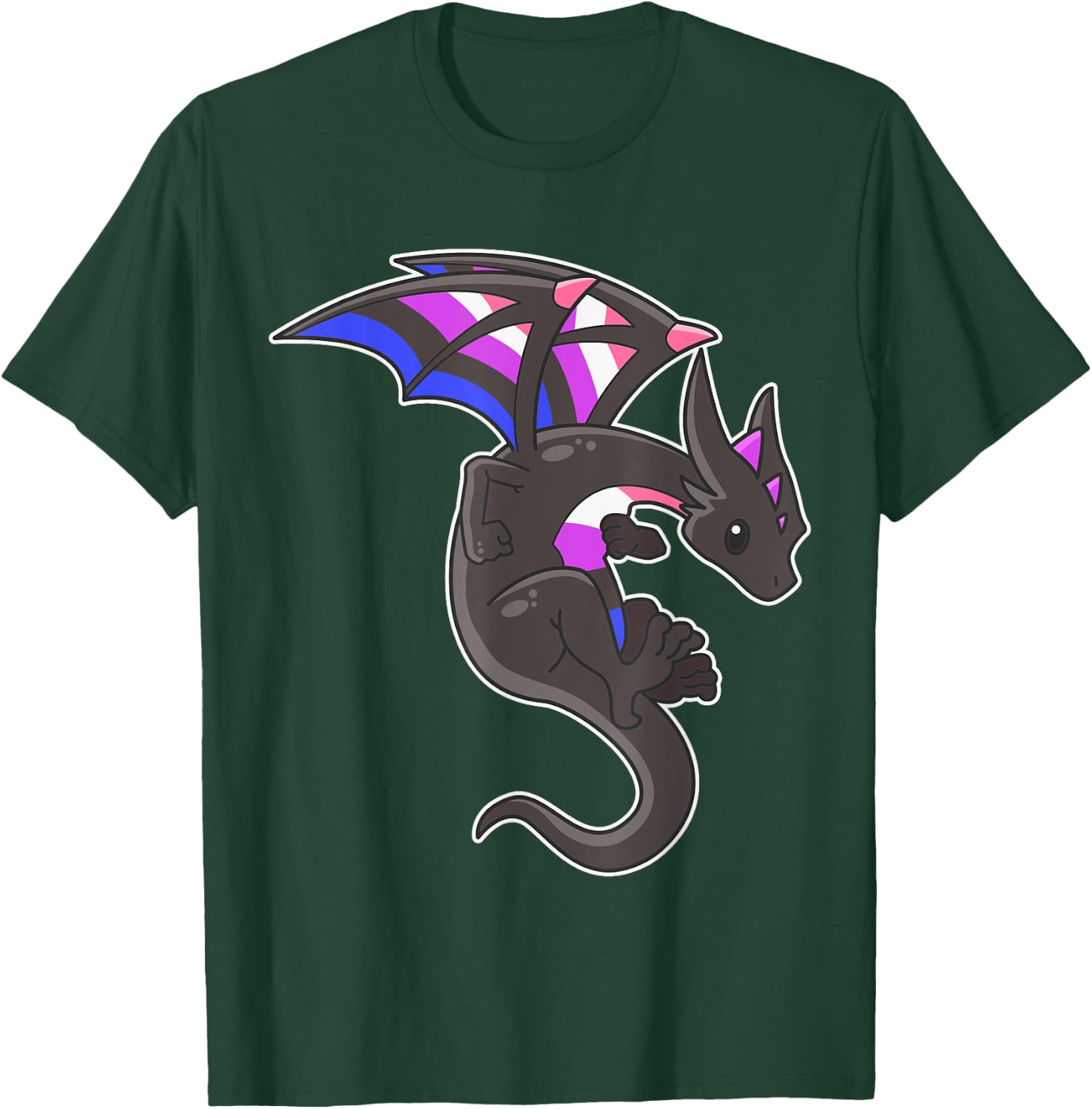 Epic Dragon with Genderfluid Pride Flag Colours T-Shirt - T-Shirt | Forest