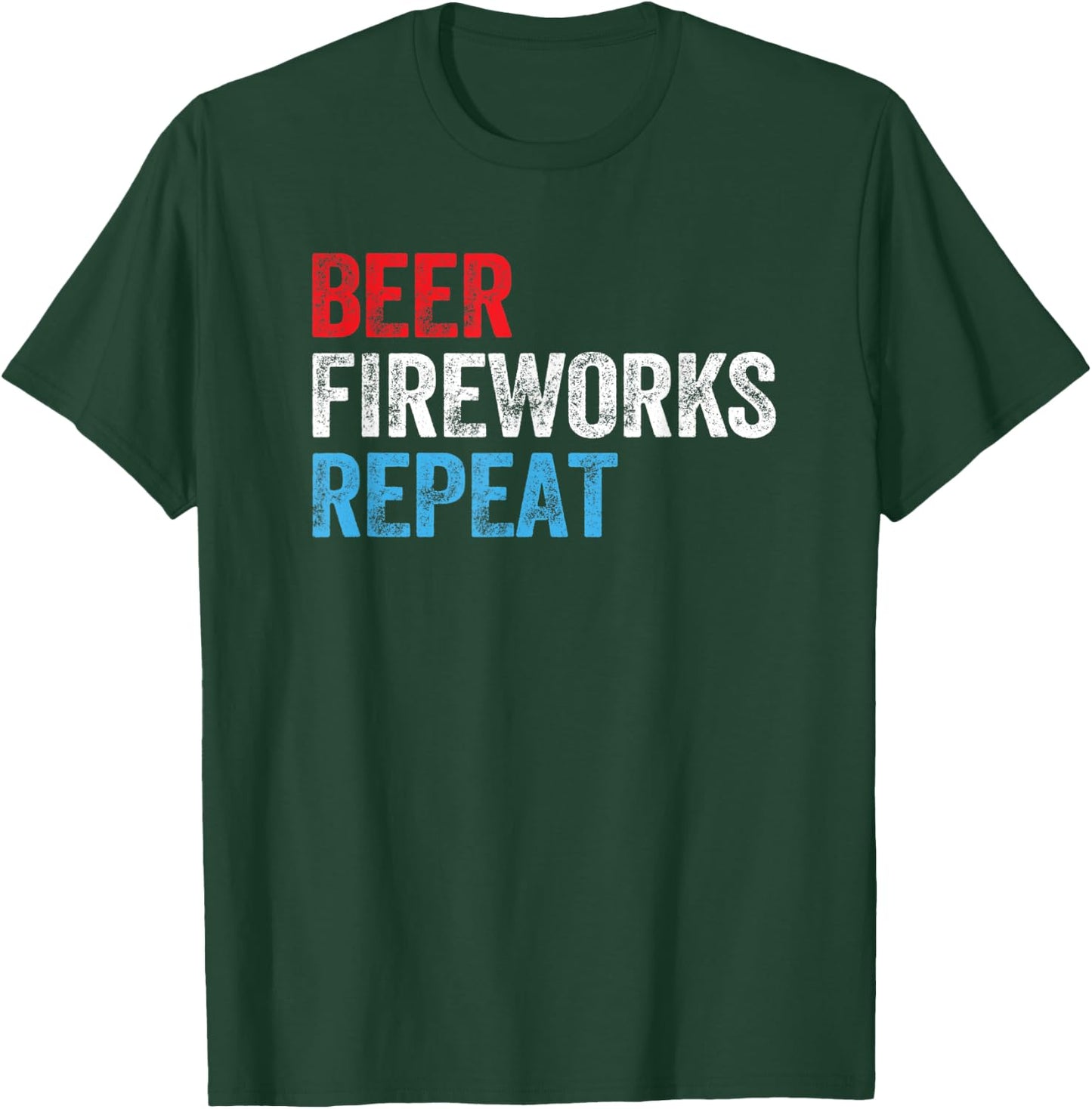 Beer Fireworks Repeat Star Funny July 4th Fireworks Men T-Shirt - T-Shirt | Forest