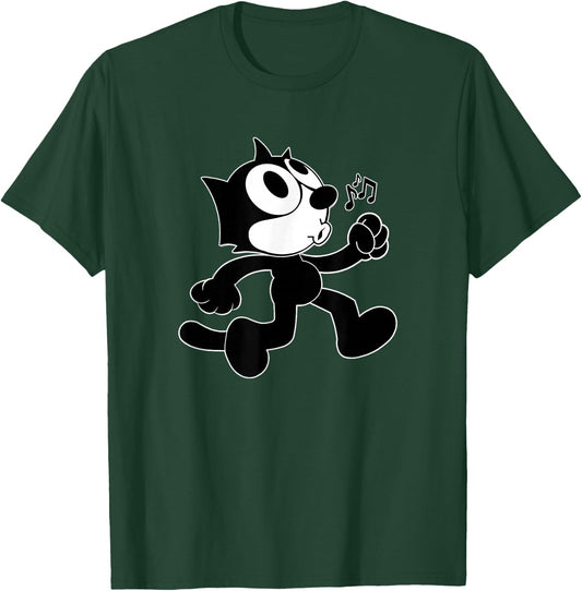 Felix Cartoon Whistling and Walking Music Notes Felix T-Shirt - T-Shirt | Forest