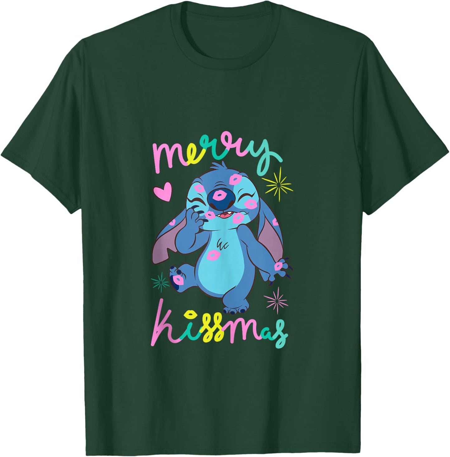 Disney Lilo & Stitch Christmas Merry Kissmas Stitch Logo T-Shirt - T-Shirt | Forest