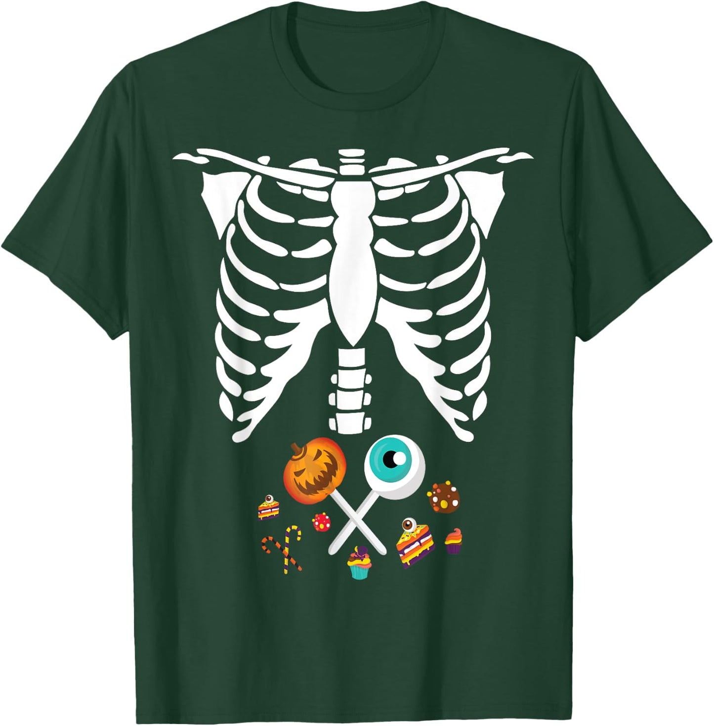 Funny Halloween Skeleton Candy X-Ray Costume Kids Boys Girls T-Shirt - T-Shirt | Forest