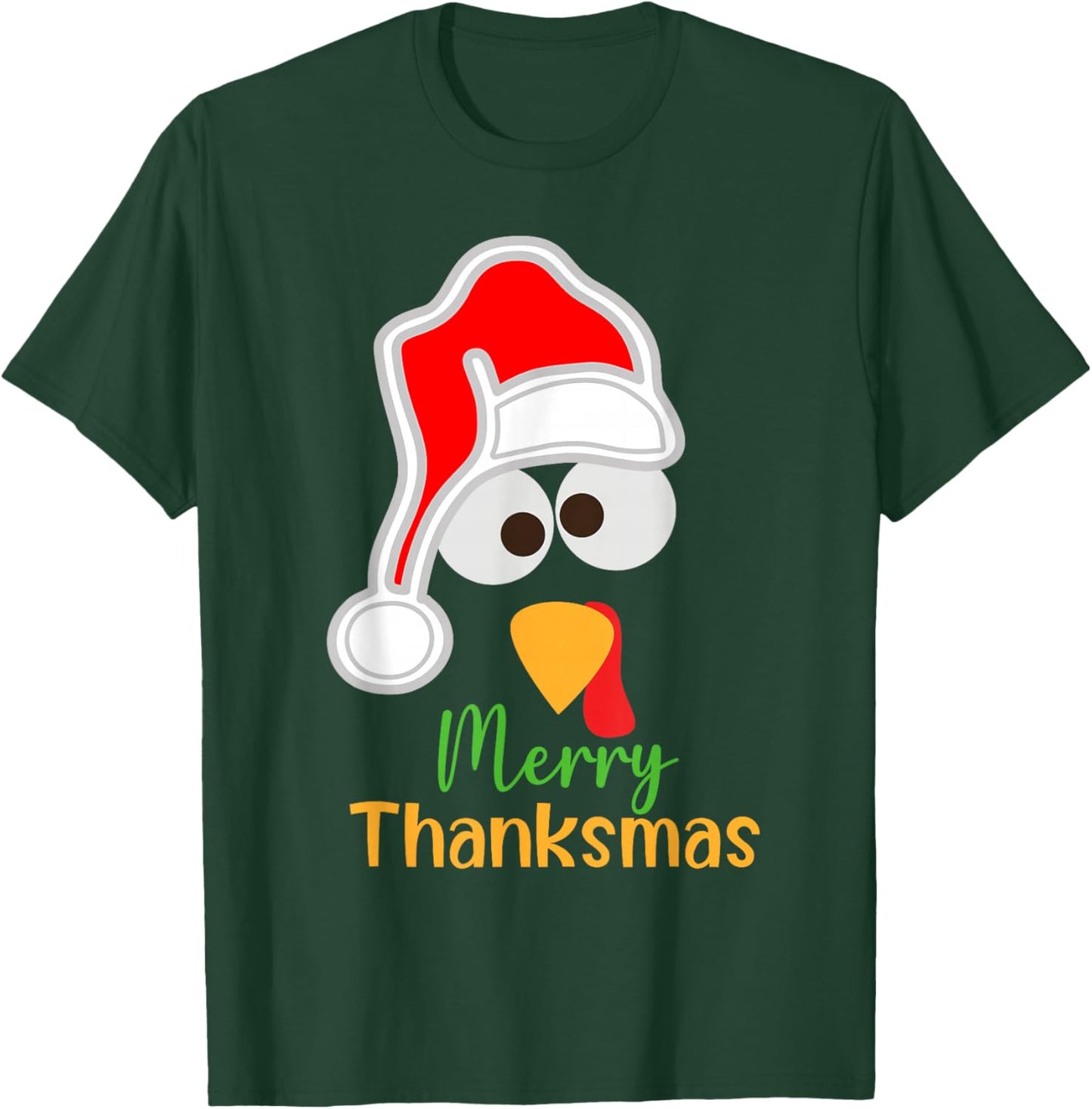 Santa Turkey Merry Thanksmas Thanksgiving Christmas T-Shirt - T-Shirt | Forest