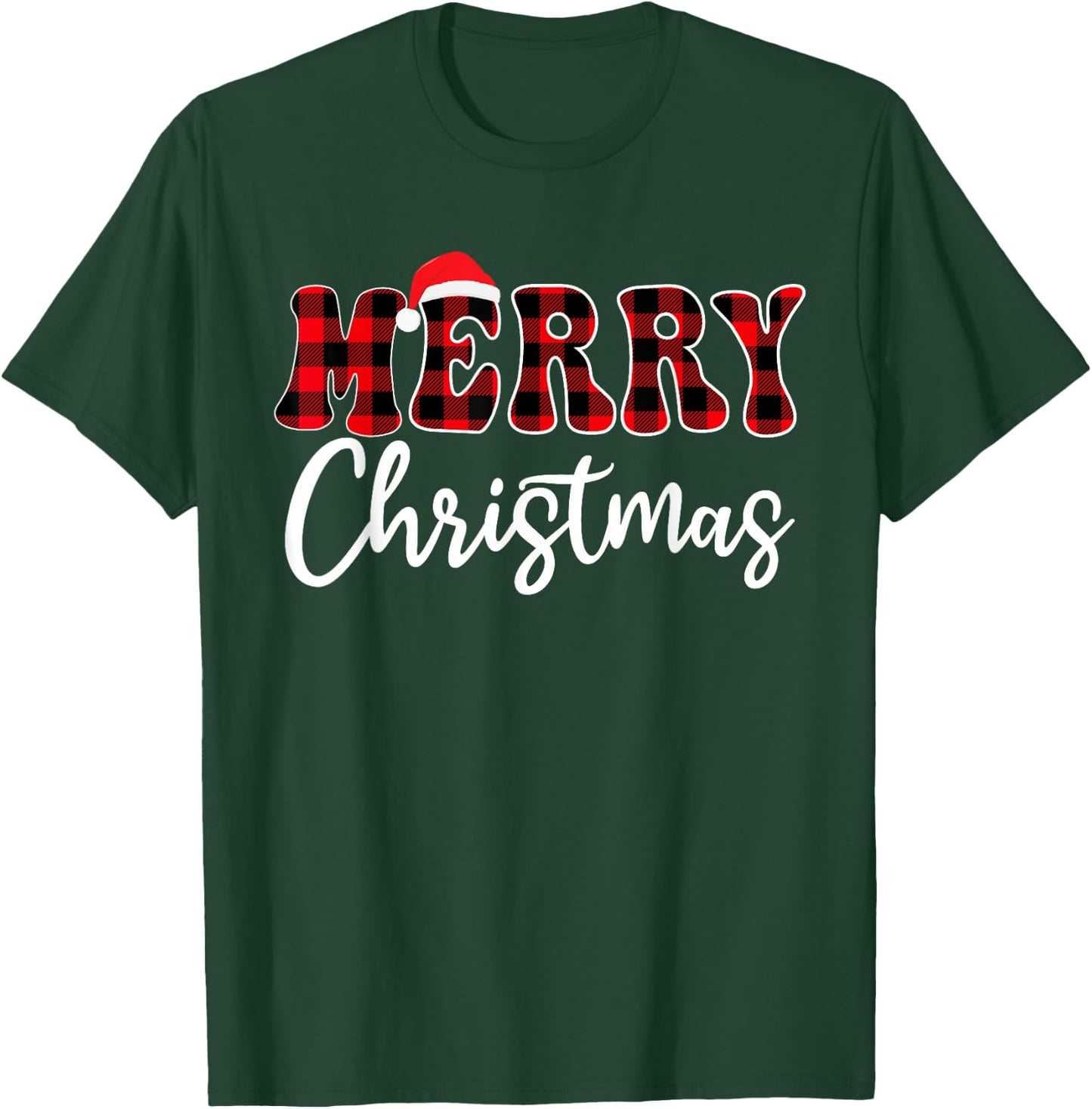 Merry Christmas With Black And Red Plaid Family Men Women T-Shirt - T-Shirt | Forest