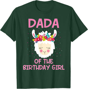 Dada Of The Birthday Girl Llama First 1st Birthday Girl T-Shirt - T-Shirt | Forest
