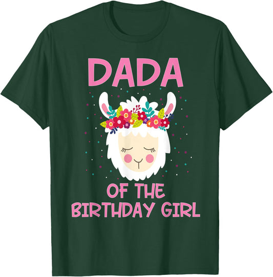 Dada Of The Birthday Girl Llama First 1st Birthday Girl T-Shirt - T-Shirt | Forest