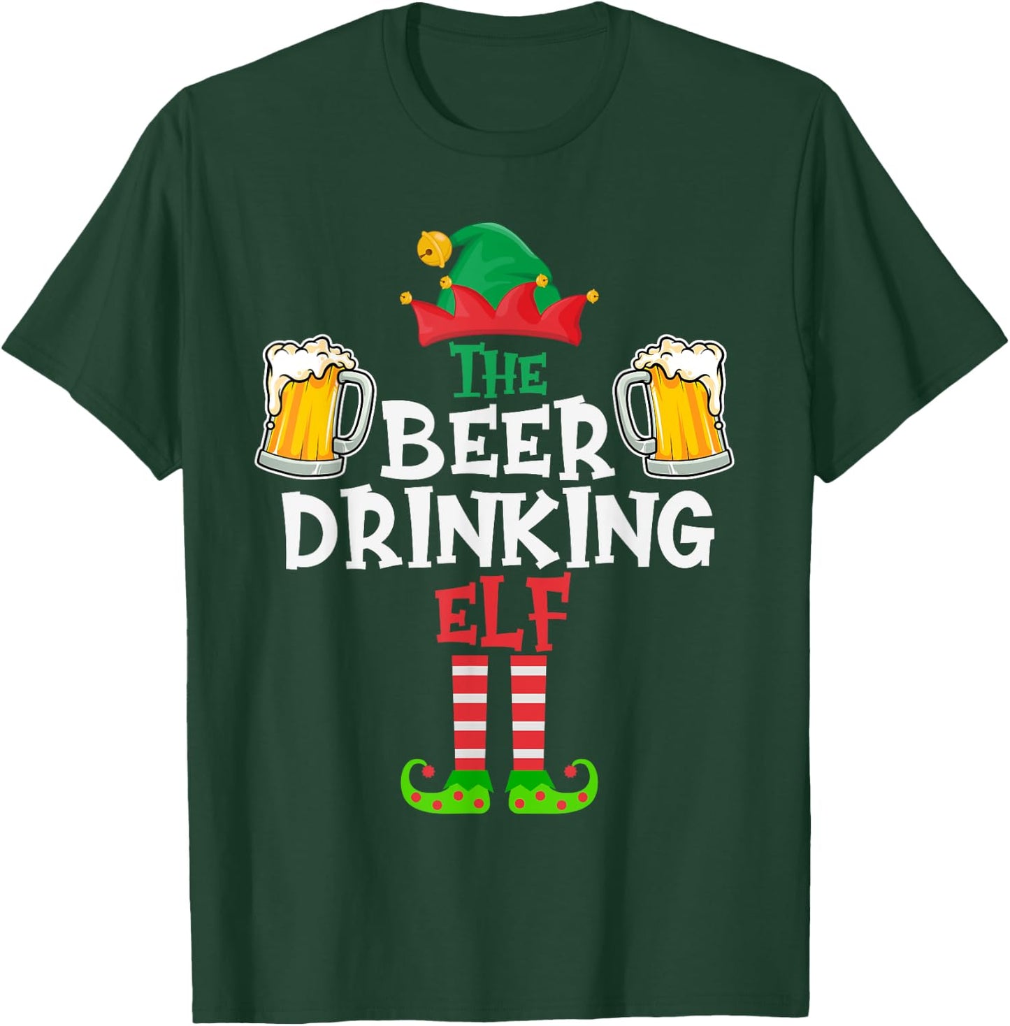 The Beer Drinking Elf, Funny Matching Family Group Christmas T-Shirt - T-Shirt | Forest