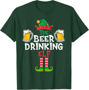The Beer Drinking Elf, Funny Matching Family Group Christmas T-Shirt - T-Shirt | Forest