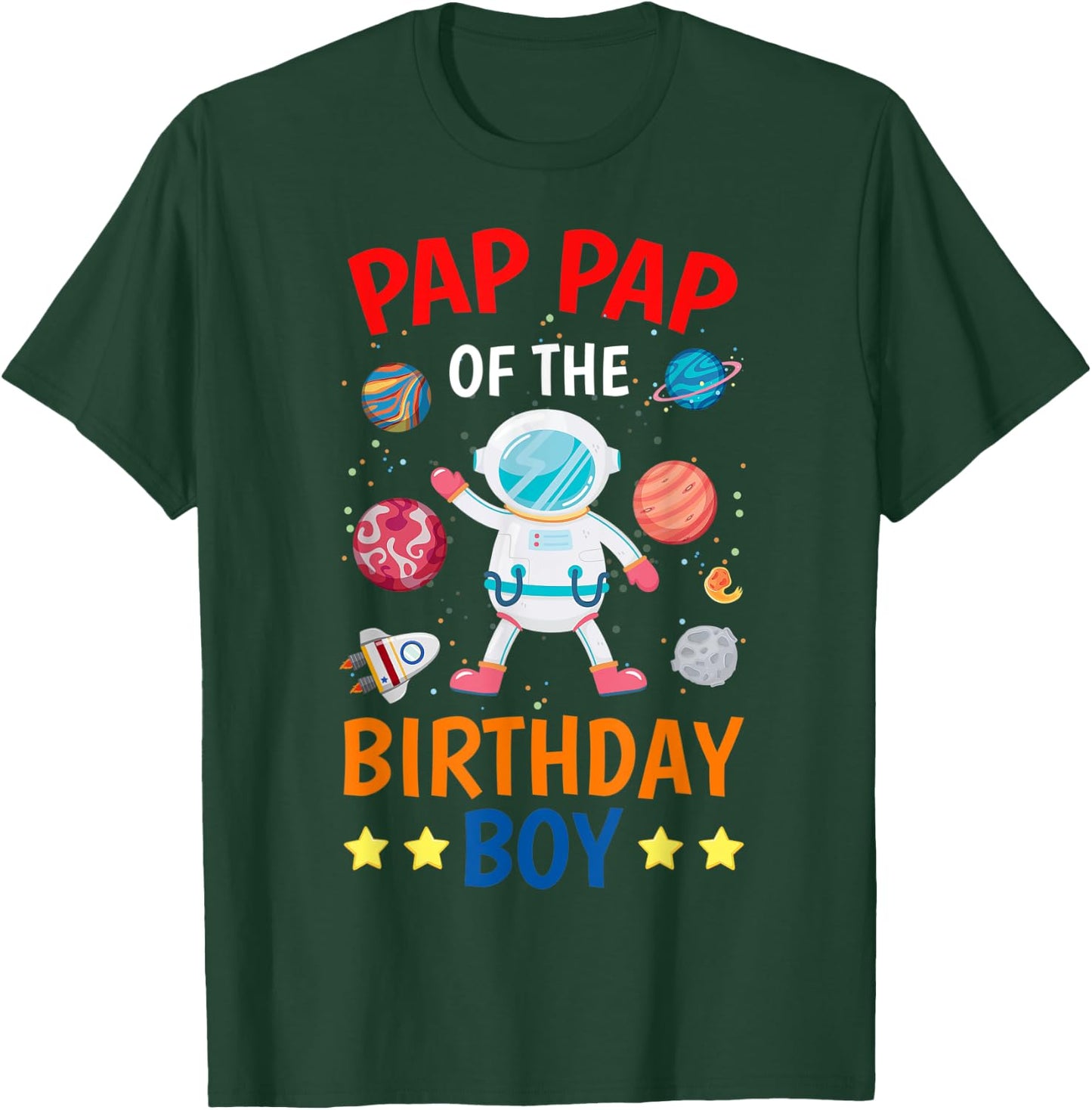 Pap Pap Of The Birthday Boy Space Planet Theme Bday Party T-Shirt - T-Shirt | Forest
