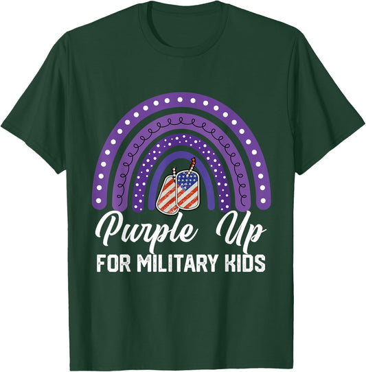 Purple up for Military Kids Rainbow T-Shirt - T-Shirt | Forest