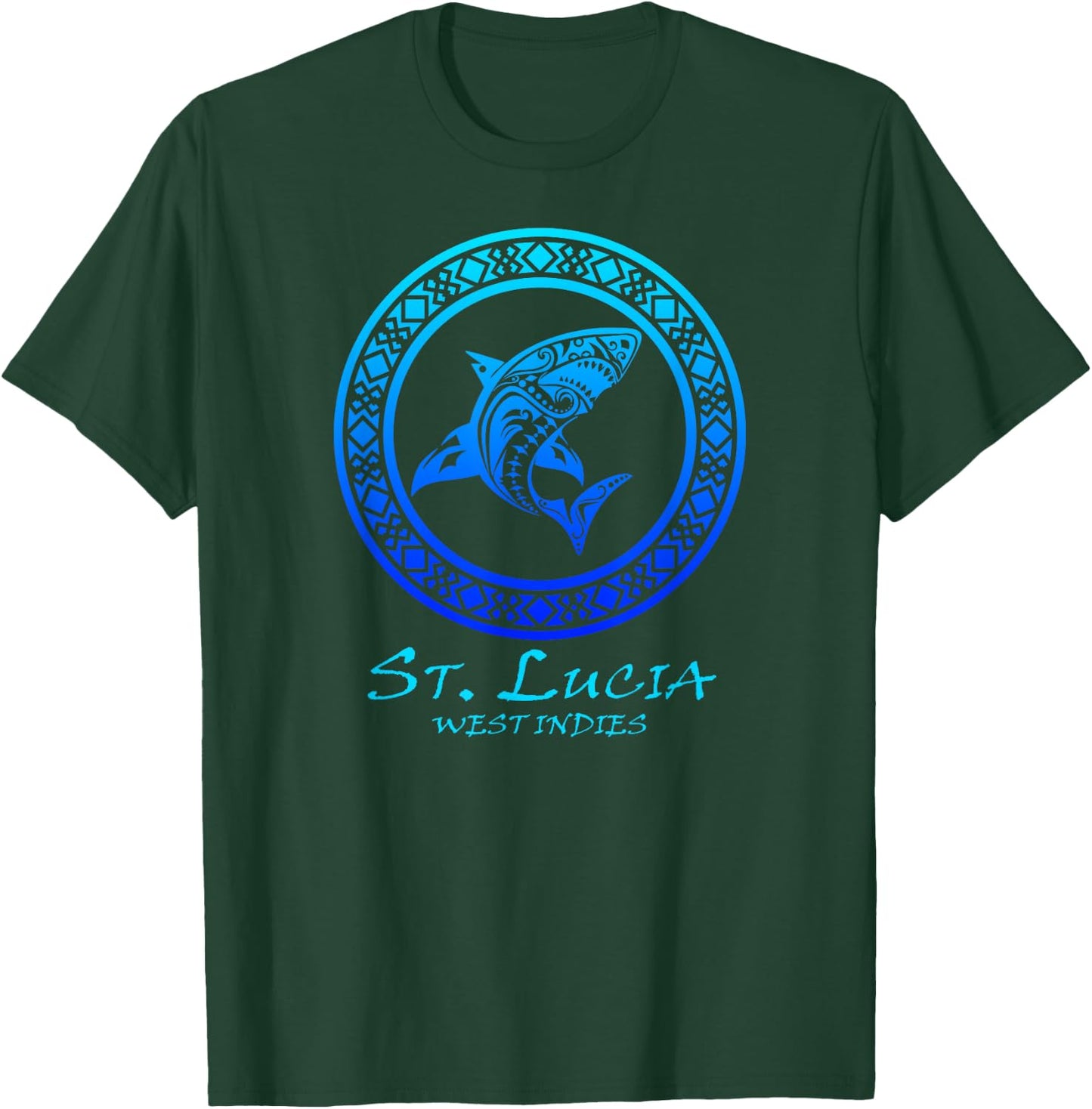 St. Lucia, West Indies Vintage Tribal Shark Vacation T-Shirt - T-Shirt | Forest