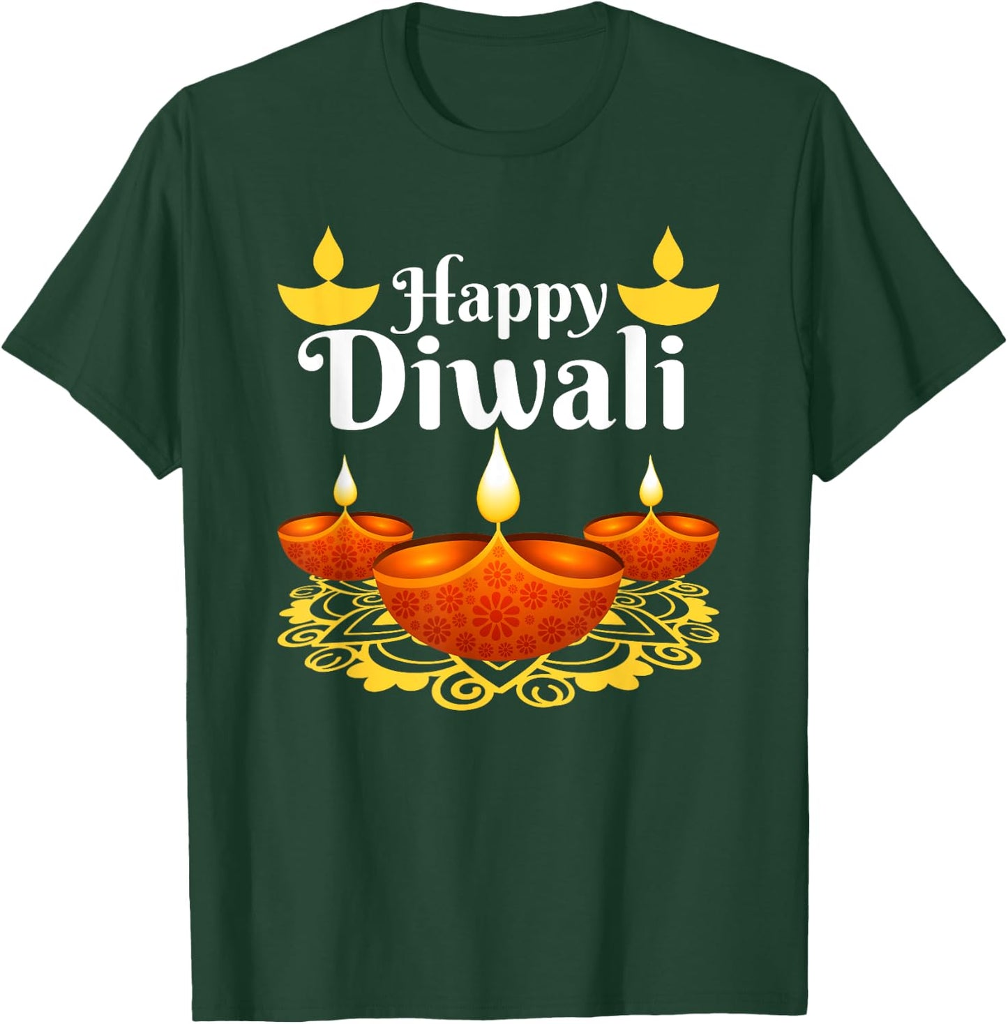 Cool Happy Diwali Festival of Light Diva Lanterns T-Shirt - T-Shirt | Forest