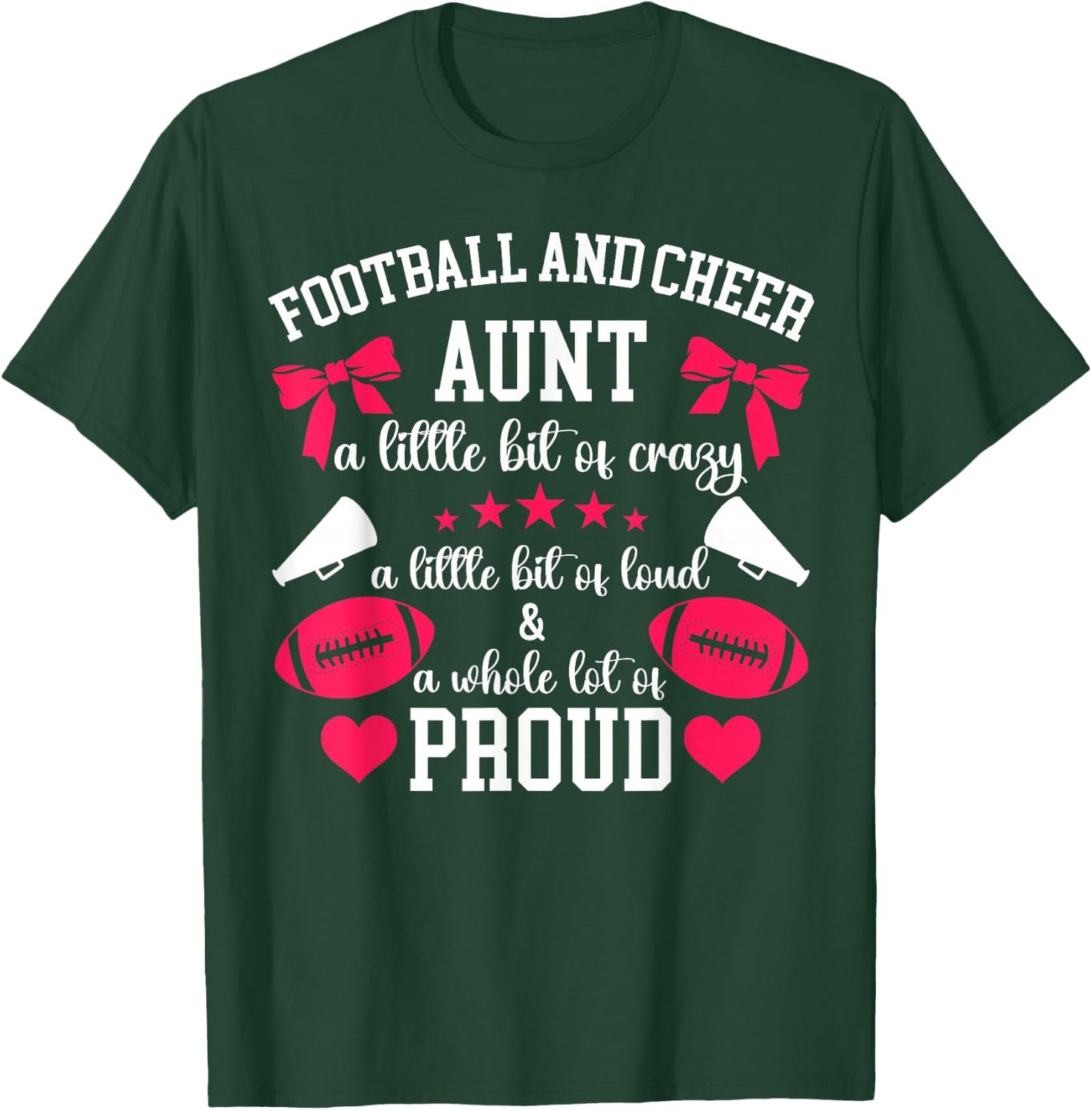 Football And Cheer Aunt Proud Football & Cheer Auntie T-Shirt - T-Shirt | Forest