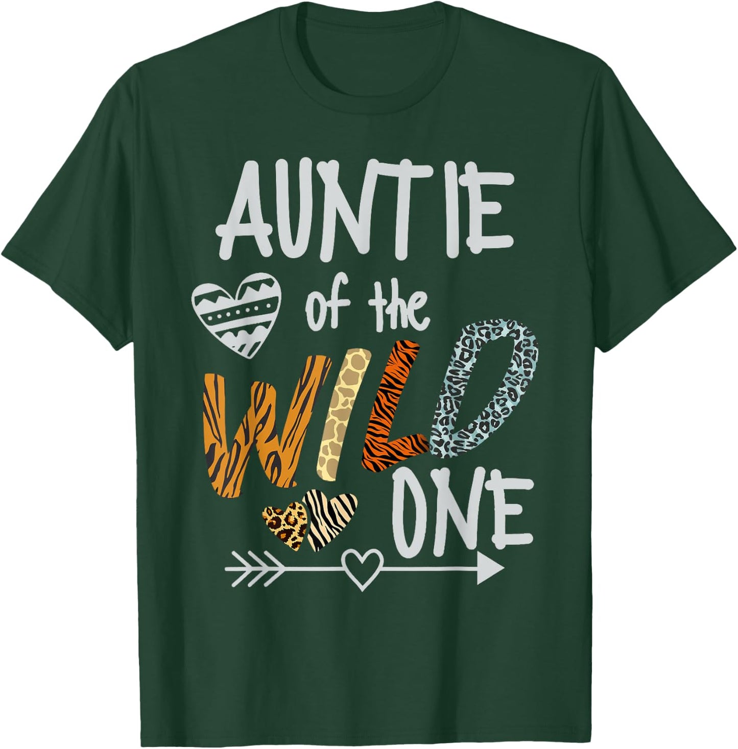 Auntie of The Wild One Animal Safari 1st Birthday Theme T-Shirt - T-Shirt | Forest