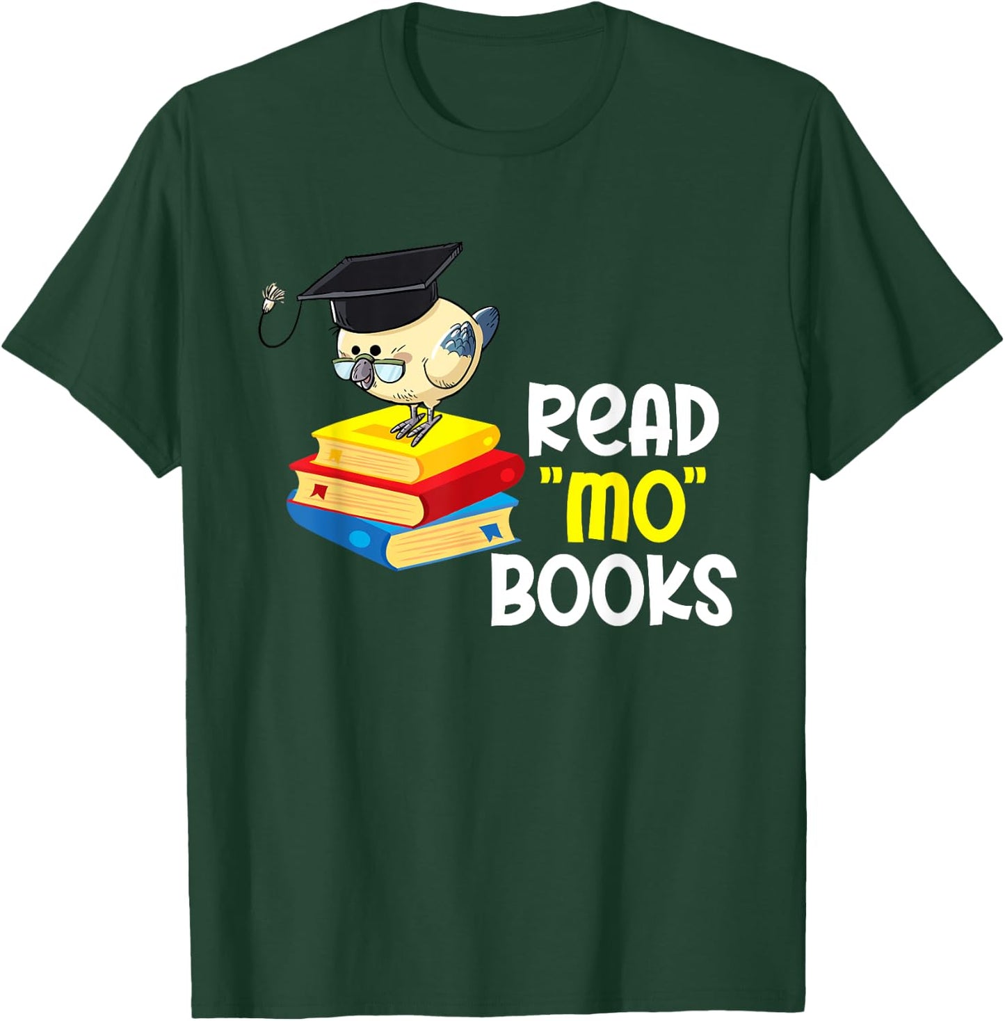 Read Mo Books Funny Bird Reading Lover Teacher Bird Men Women Kids T-Shirt - T-Shirt | Forest