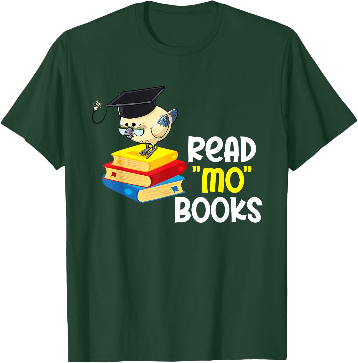 Read Mo Books Funny Bird Reading Lover Teacher Bird Men Women Kids T-Shirt - T-Shirt | Forest