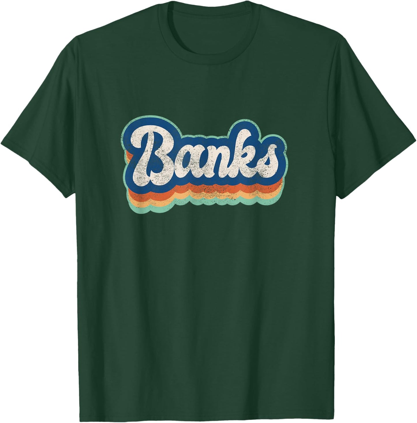 Banks First Name Boy Vintage Style 70s 80s Personalized T-Shirt - T-Shirt | Forest