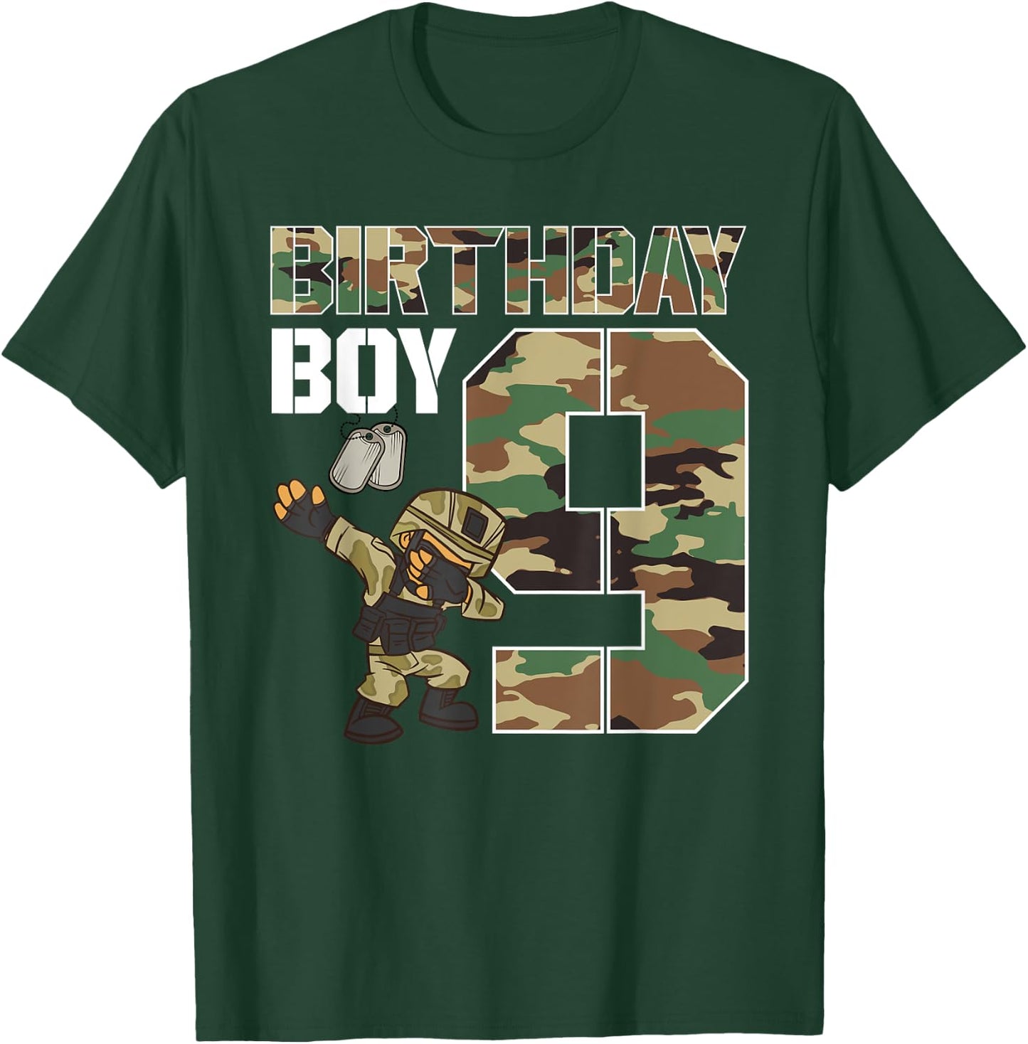 9 Year Old Boy Military Army 9th Birthday Boy Matching T-Shirt - T-Shirt | Forest