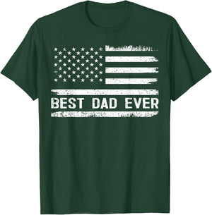 Best Dad Ever with US American Flag Gifts Fathers Day Dad T-Shirt - T-Shirt | Forest