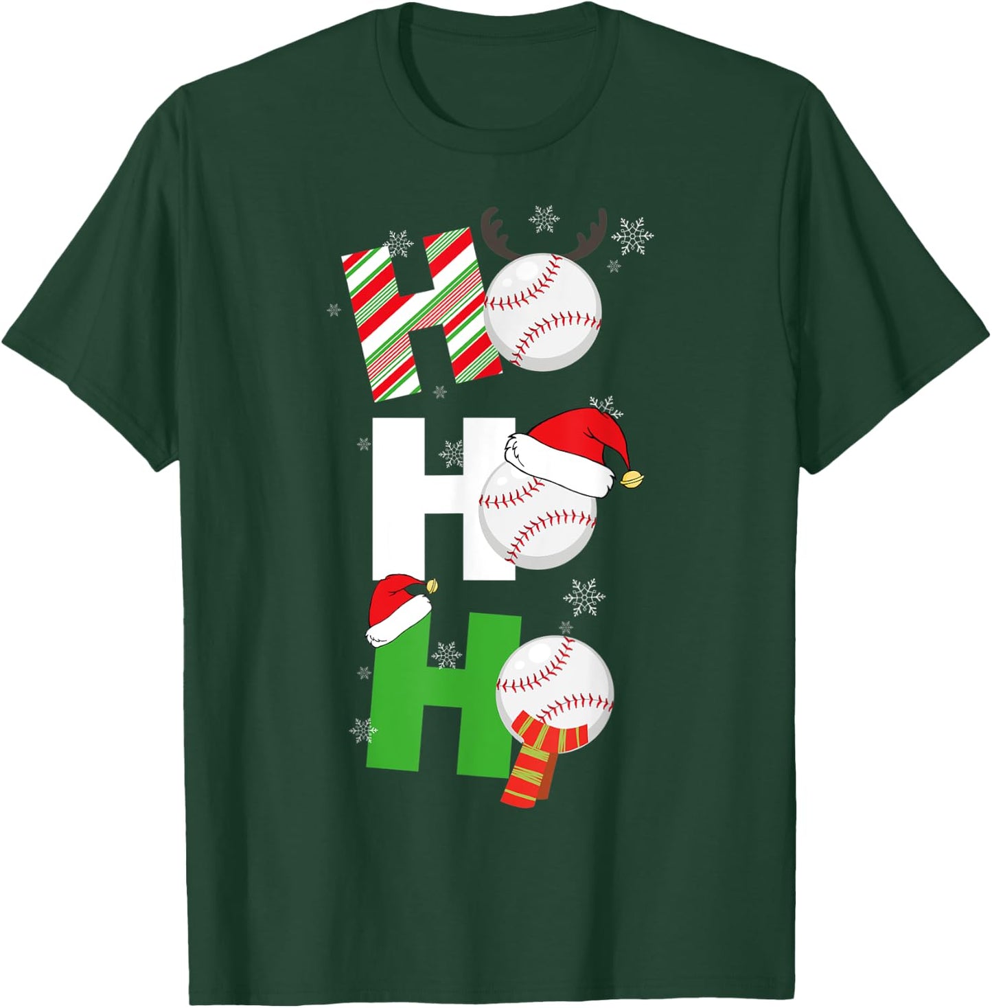 Funny Christmas Baseball Pajamas Player Matching Team T-Shirt - T-Shirt | Forest