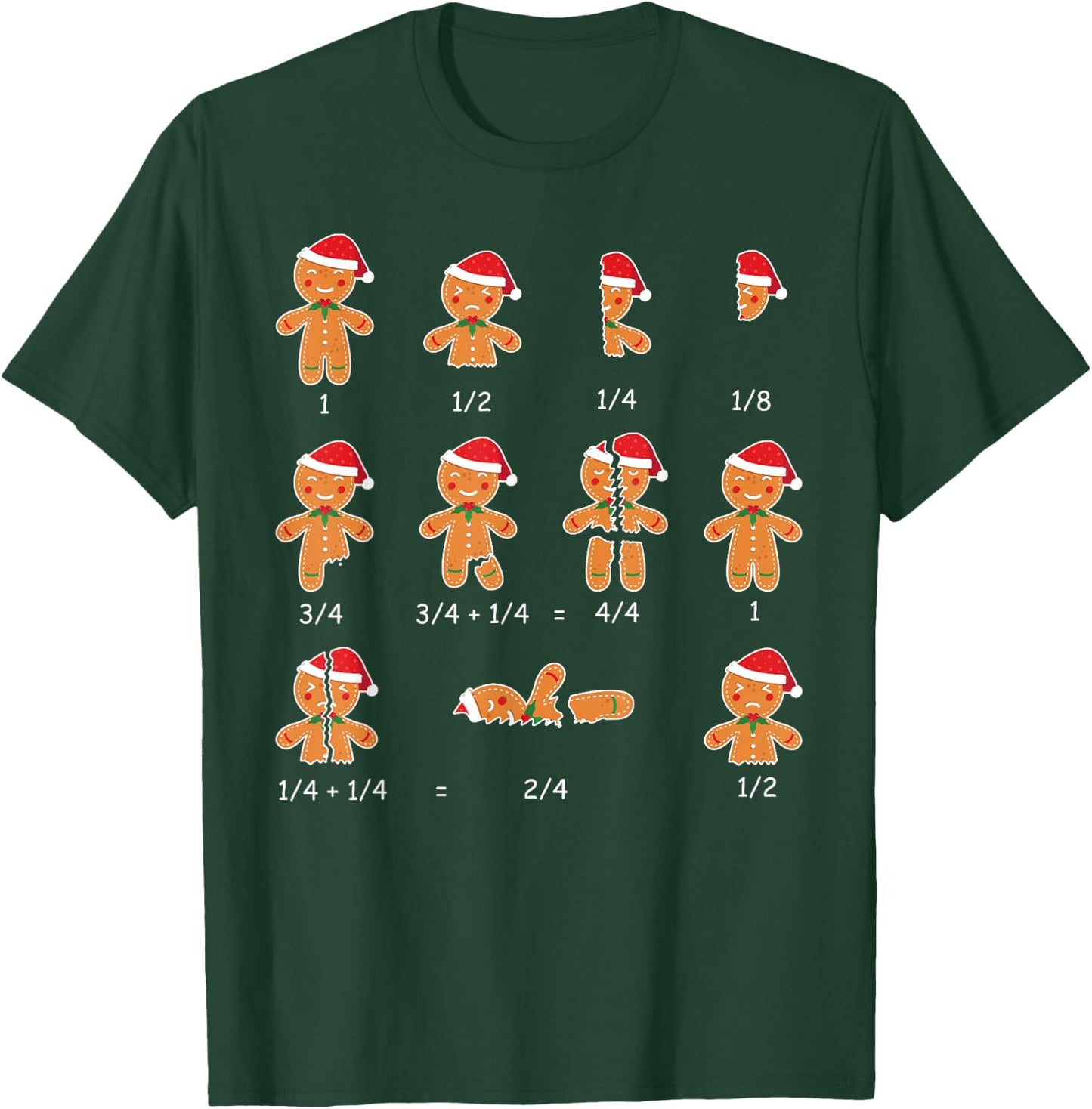 Xmas Cookies Santa Hat Fractions Math Teacher Christmas T-Shirt - T-Shirt | Forest