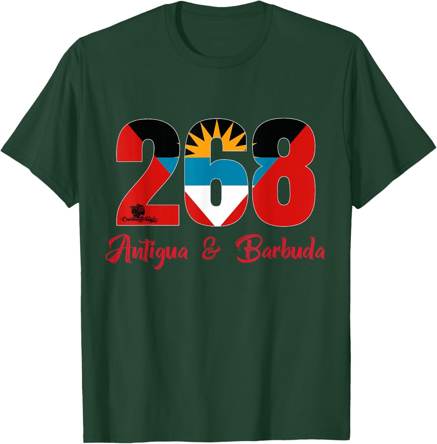 Antigua and Barbuda Caribbean 268 Area Code CaribbeanZtyle T-Shirt - T-Shirt | Forest